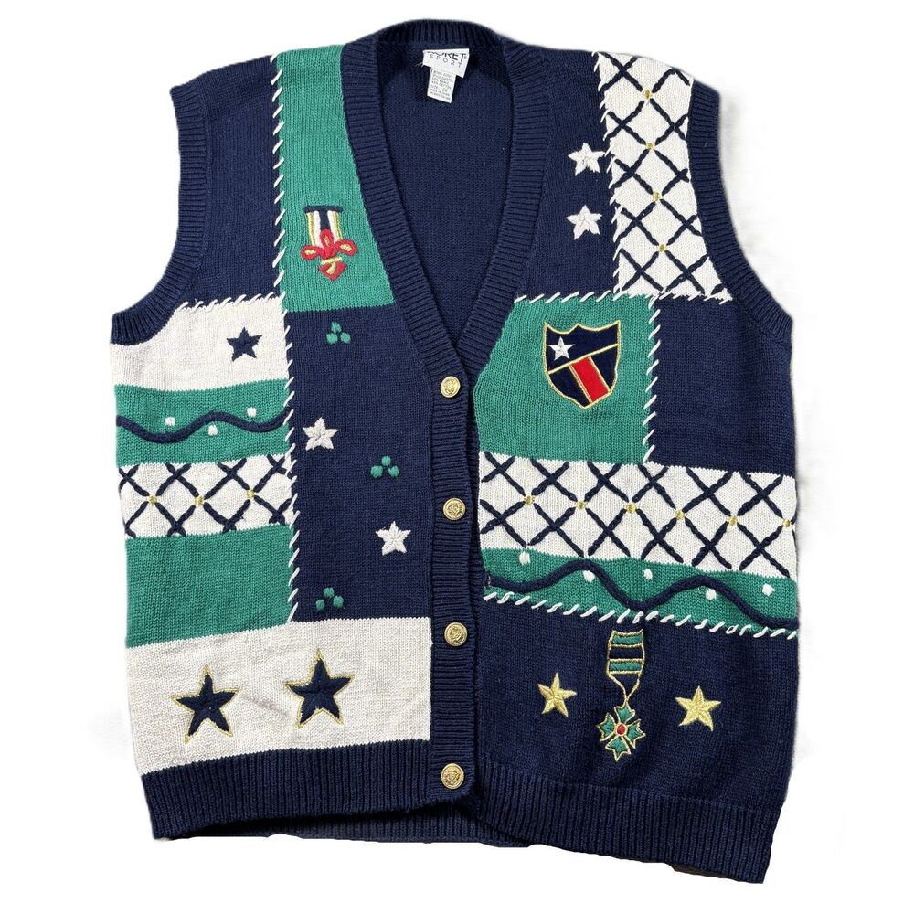 Koret Sport Women Vintage Sweater Vest Embroidered Preppy Golf Tennis Sz 2X L296